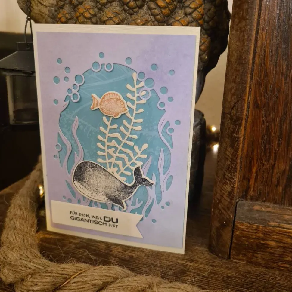 Geburtstagskarte - Für dich , weil du gigantisch bist - Wal - Fische
