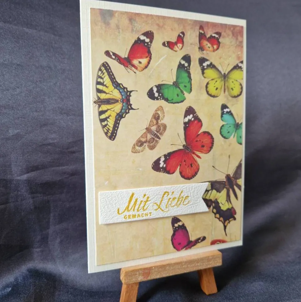 Geburtstagskarte - Geburtstag - Mit Liebe gemacht - Karte zu Geburtstag - Geschenk zum Geburtstag - Schmetterlinge - Ges