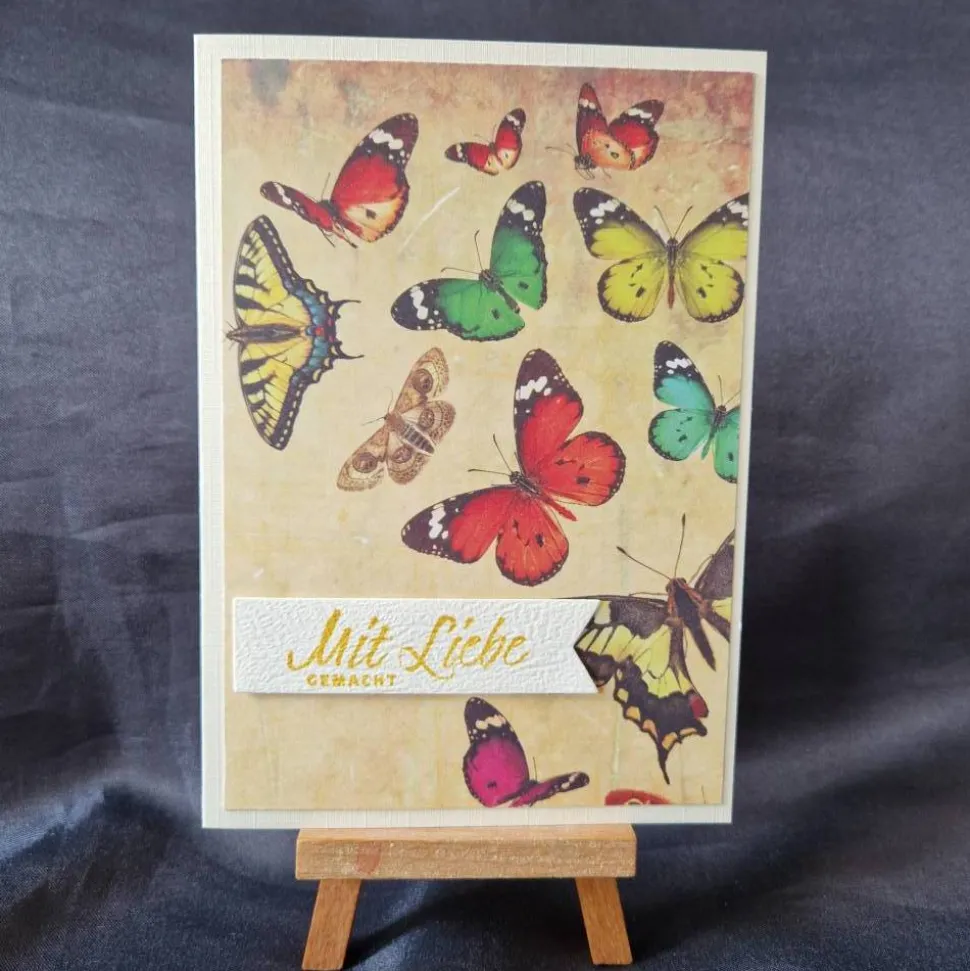 Geburtstagskarte - Geburtstag - Mit Liebe gemacht - Karte zu Geburtstag - Geschenk zum Geburtstag - Schmetterlinge - Ges