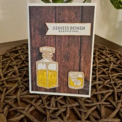 Geburtstagskarte - Geniess deinen Geburtstag - Whiskeyflasche - Whiskeyglas