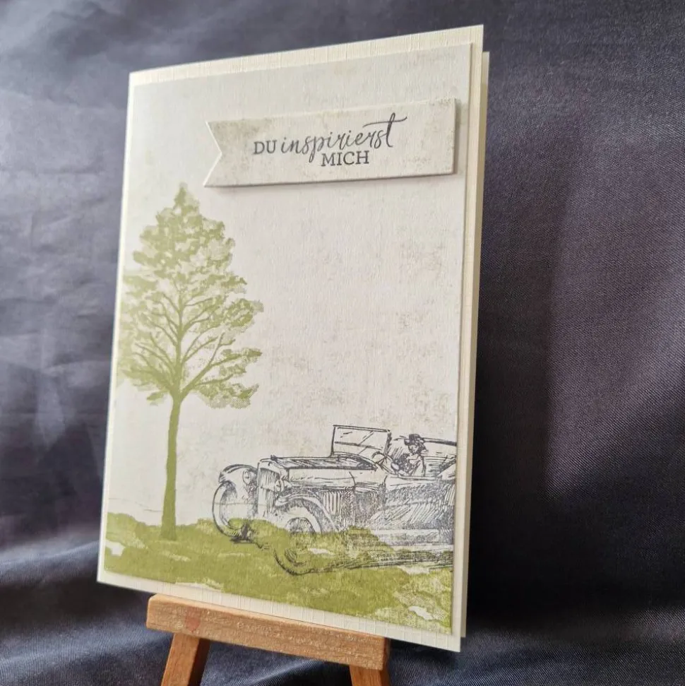 Geburtstagskarte - Geschenk zum Geburtstag - Geburtstagskarte mit Auto - Karte mit Bäume - Geschenk - Schwarz Grün Beige