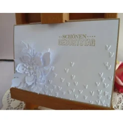 Geburtstagskarte / Glückwunschkarte in weiß mit Blüte