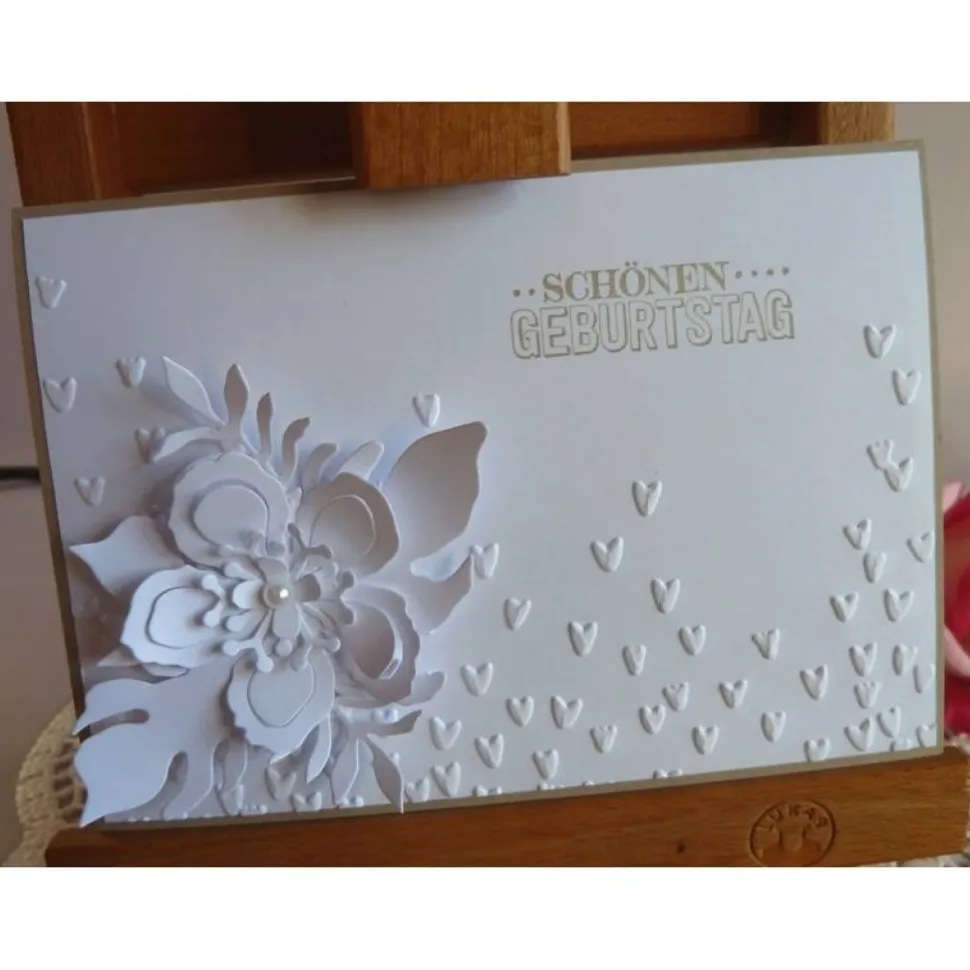 Geburtstagskarte / Glückwunschkarte in weiß mit Blüte