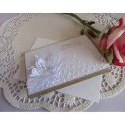 Geburtstagskarte / Glückwunschkarte in weiß mit Blüte