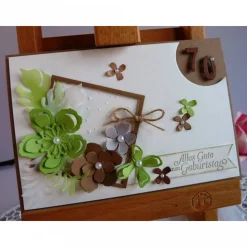 Geburtstagskarte / Glückwunschkarte mit zahlreichen Blüten und Jahreszahl