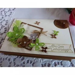 Geburtstagskarte / Glückwunschkarte mit zahlreichen Blüten und Jahreszahl