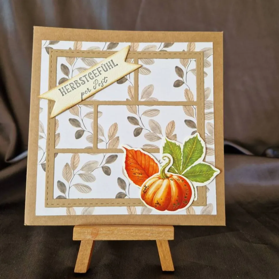 Geburtstagskarte - Herbstgefühl per Post - Blätter - Kürbis