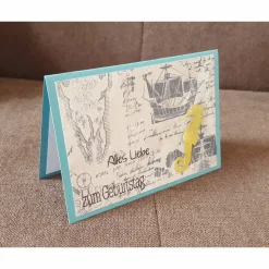 Geburtstagskarte " Maritim und Seepferdchen " Alles Gute zum Geburtstag