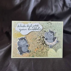 Geburtstagskarte / Nilpferdmotiv / Sprüchekarte / Knuddeln Spruch / Handgefertigte Karte / Geburtstag / Geschenk