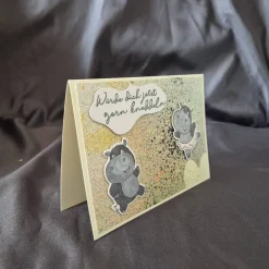 Geburtstagskarte / Nilpferdmotiv / Sprüchekarte / Knuddeln Spruch / Handgefertigte Karte / Geburtstag / Geschenk