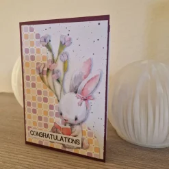 Geburtstagskarte / süßer Hase / Blumen / handgemacht / einzigartig / Geschenk / Bunt