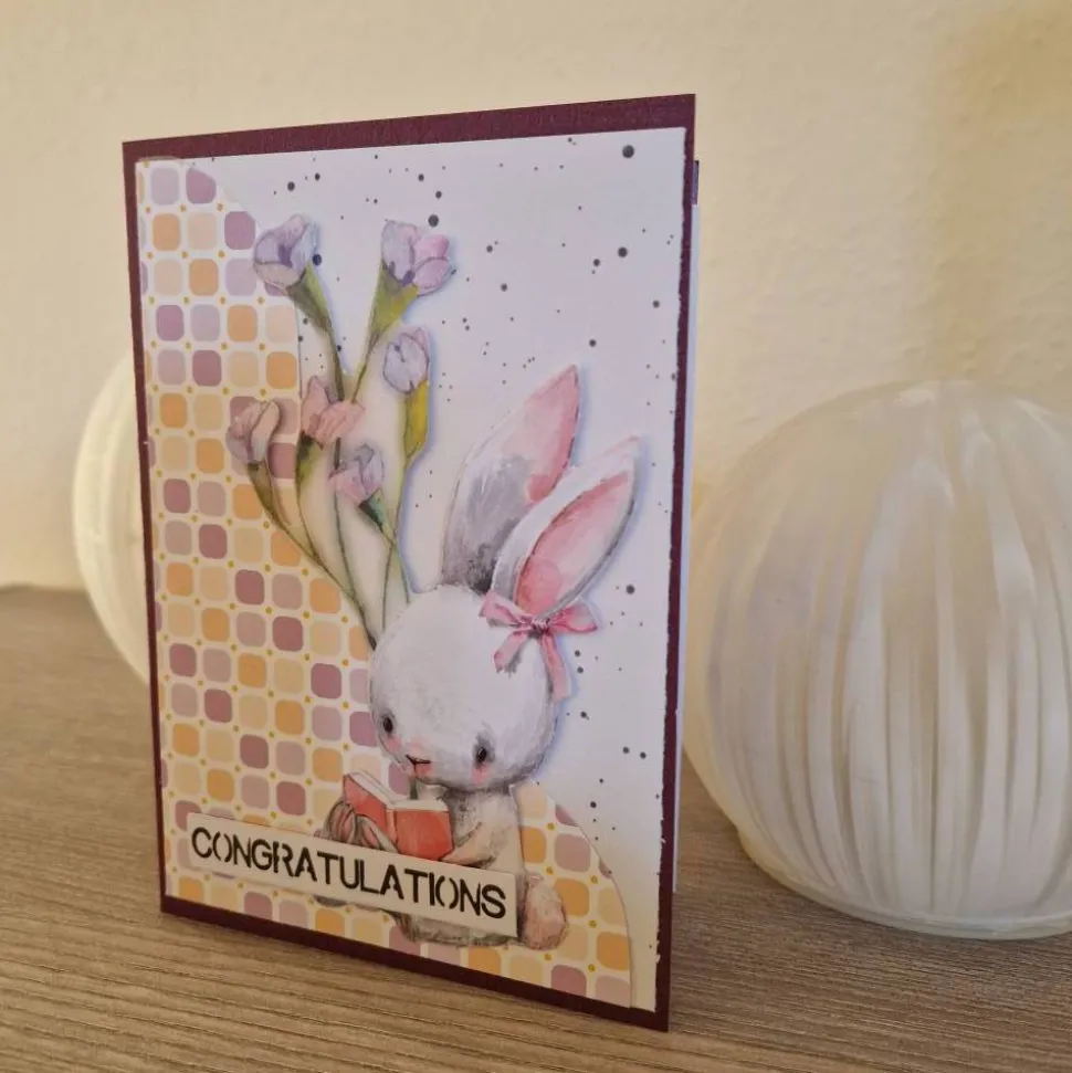 Geburtstagskarte / süßer Hase / Blumen / handgemacht / einzigartig / Geschenk / Bunt