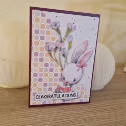 Geburtstagskarte / süßer Hase / Blumen / handgemacht / einzigartig / Geschenk / Bunt
