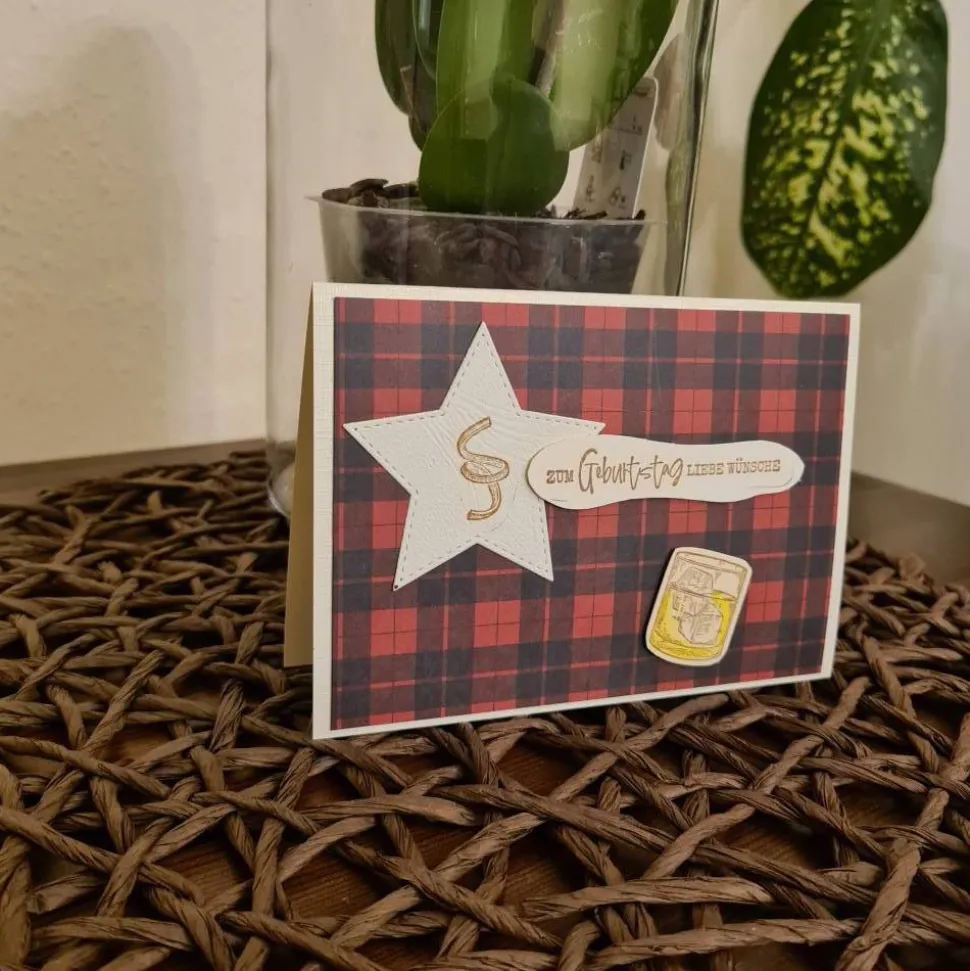 Geburtstagskarte - Whiskeyglas - Zum Geburtstag liebe Wünsche