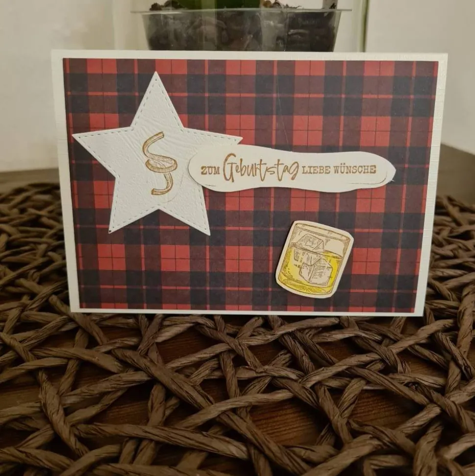 Geburtstagskarte - Whiskeyglas - Zum Geburtstag liebe Wünsche