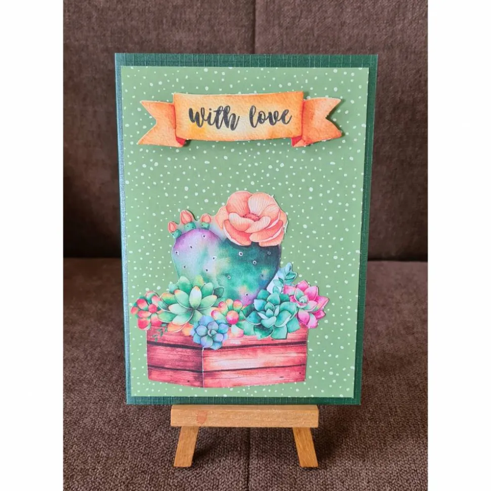 Geburtstagskarte " With love " Blumenkiste, Blumen