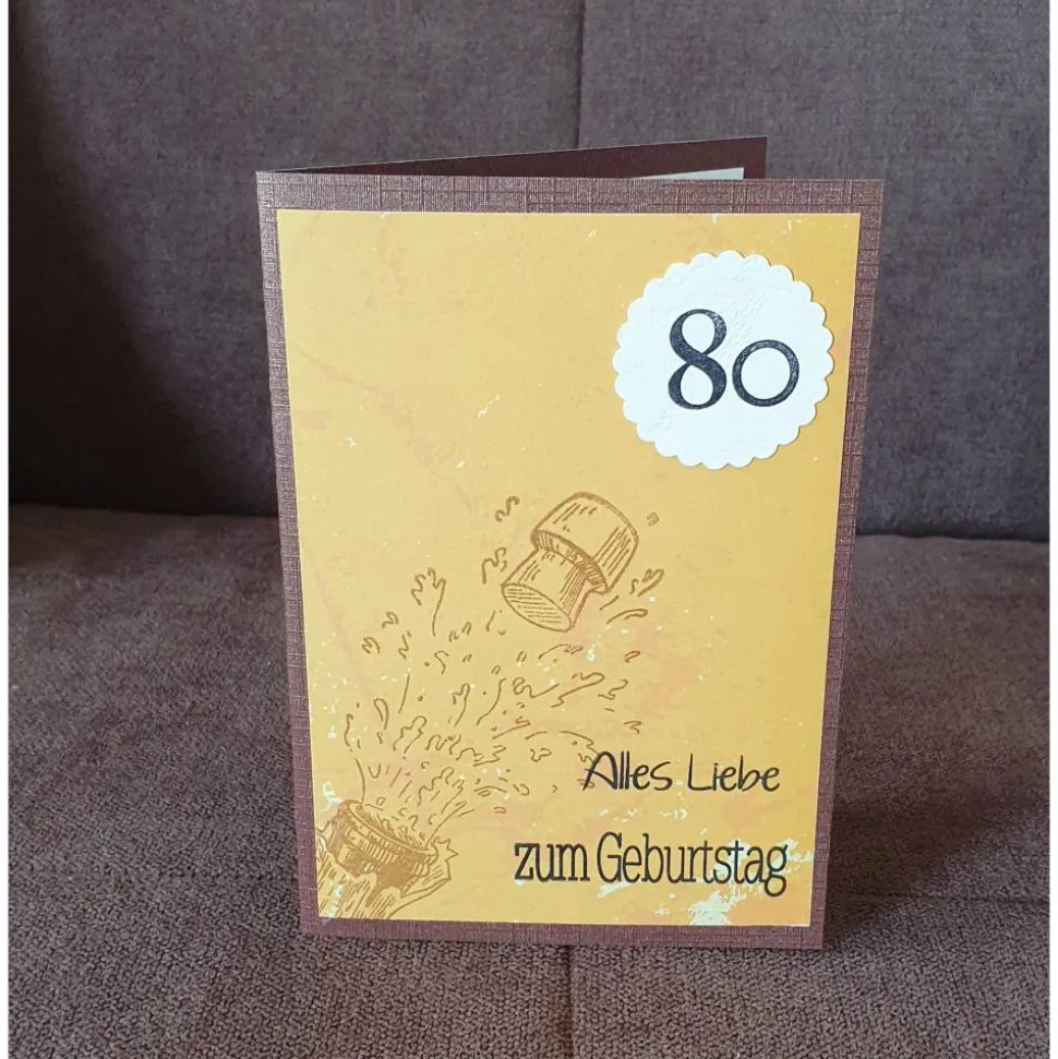 Geburtstagskarte " 80ziger und Sektkorken " Alles Liebe zum Geburtstag