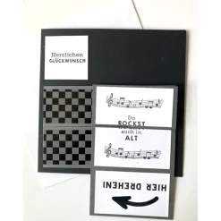 Geburtstagskarte 3D Drehkarte Wendekarte Handarbeit Musiker Schlagzeug Männer Vatertag