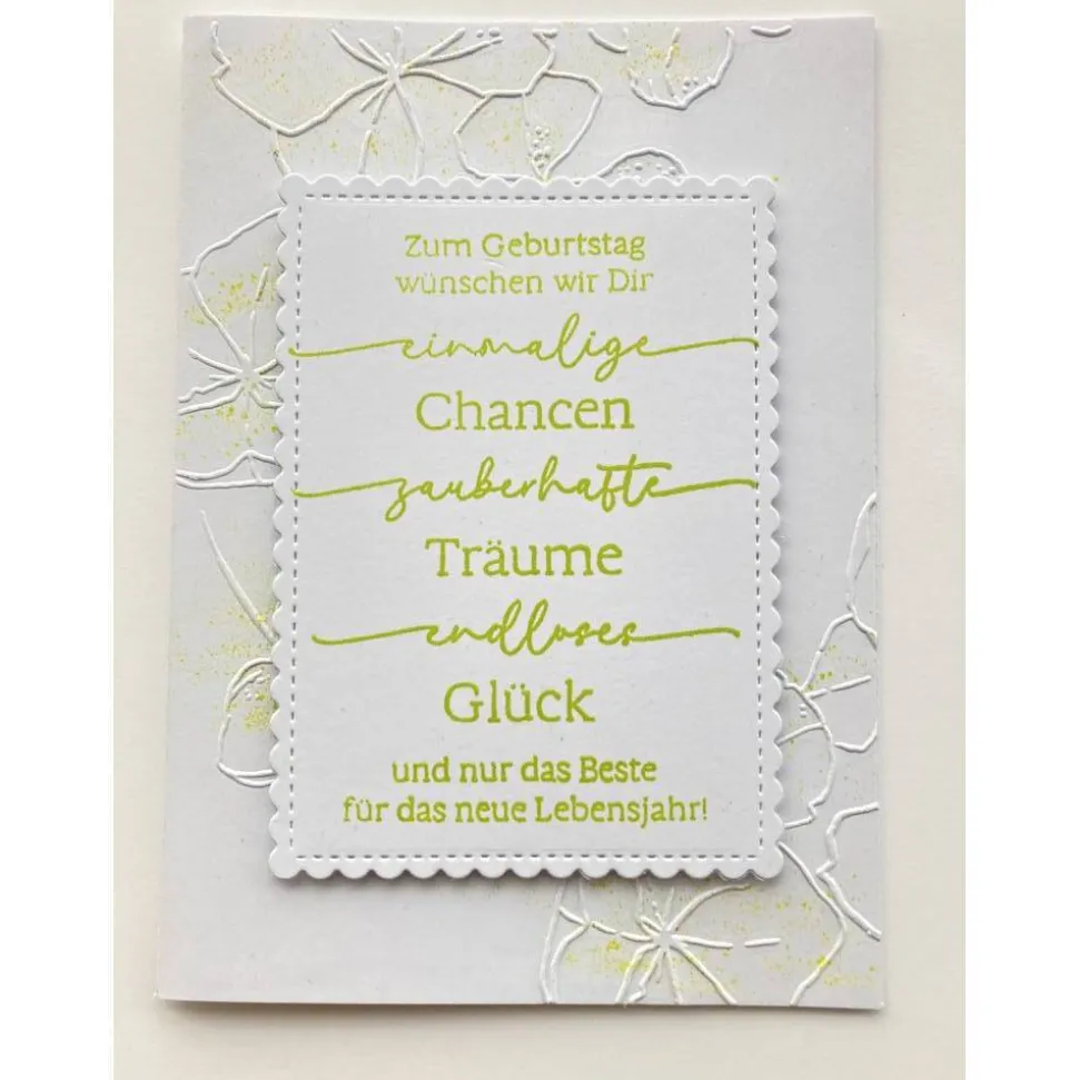 Geburtstagskarte 3D mit geprägtem Blumen Aufleger