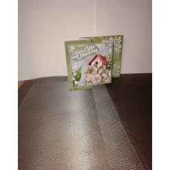 Geburtstagskarte für eine Frau in grün verspielt mit einem Vogelhäuschen