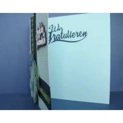 Geburtstagskarte für eine Frau in hellblau und dunkelblau mit blauer Blume