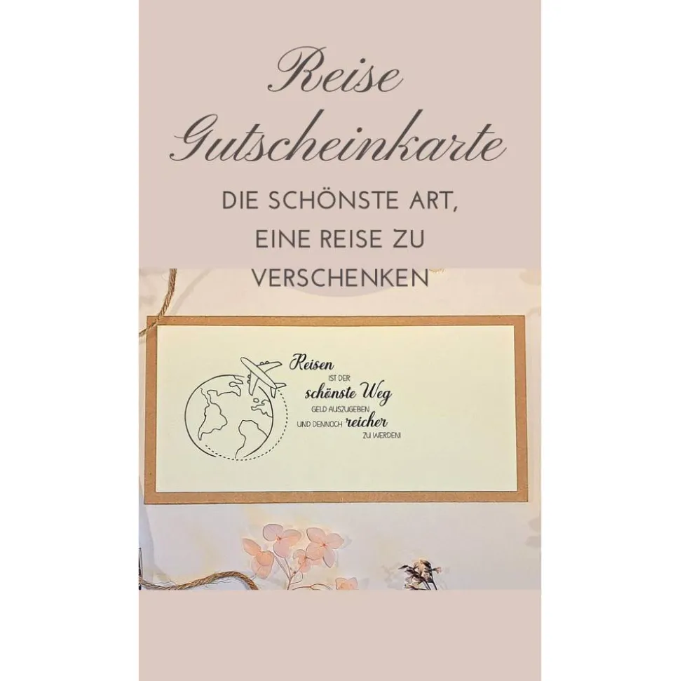 Geburtstagskarte für Reiseliebhaber – Geldgeschenk & Gutscheinverpackung mit Globus und Juteschleife