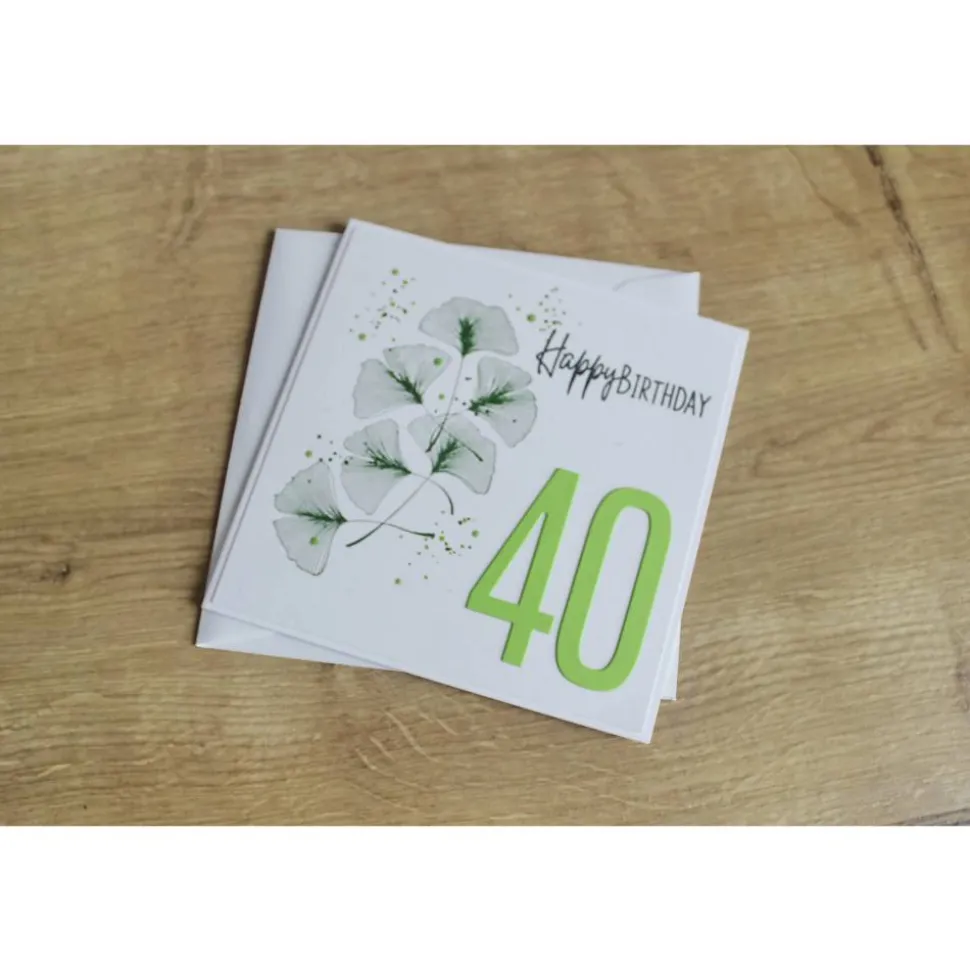 Geburtstagskarte für runde Geburtstage "Ginkgoblätter"