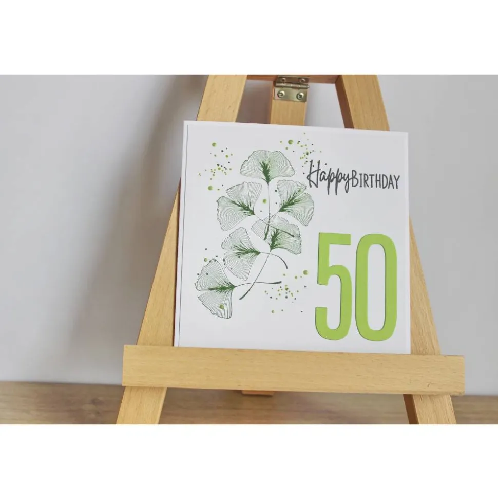 Geburtstagskarte für runde Geburtstage "Ginkgoblätter"