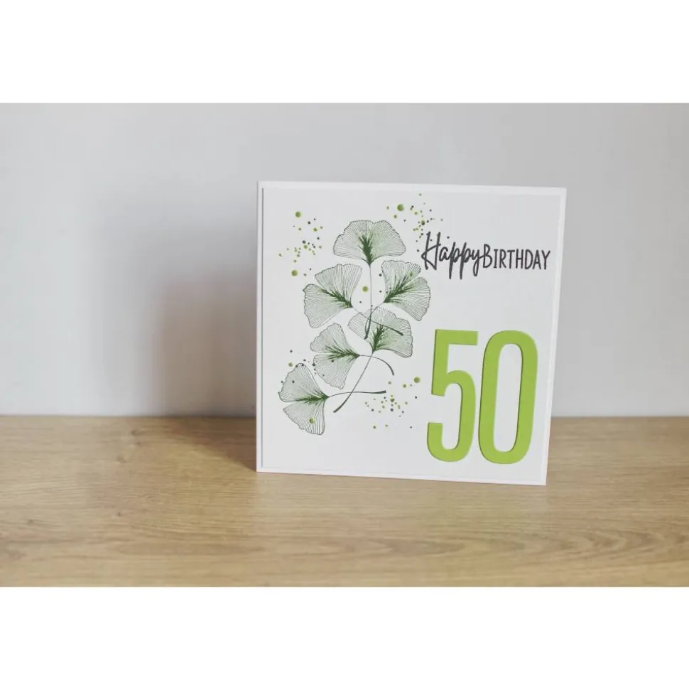 Geburtstagskarte für runde Geburtstage "Ginkgoblätter"