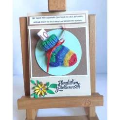 Geburtstagskarte, Geldgeschenk, Geldgeschenkkarte, Söckchenkarte, Geldsockenkarte