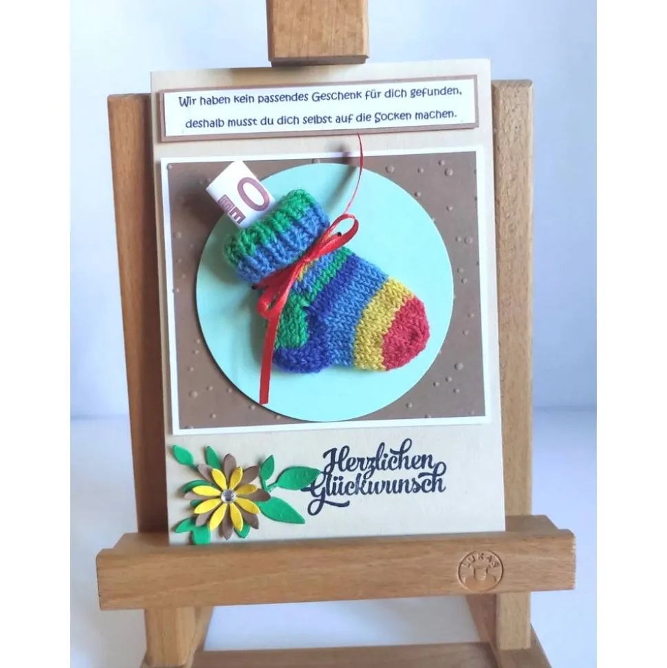 Geburtstagskarte, Geldgeschenk, Geldgeschenkkarte, Söckchenkarte, Geldsockenkarte