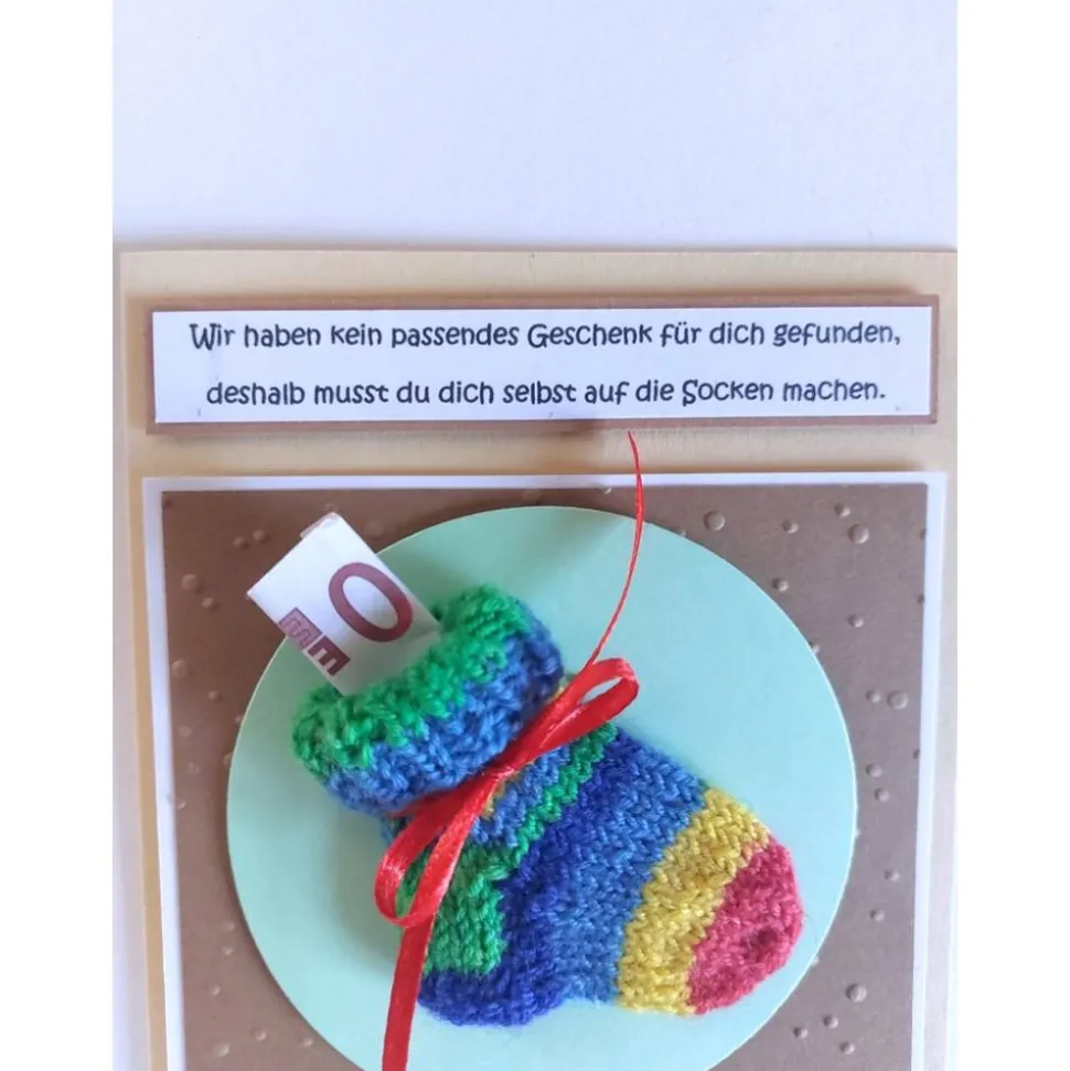 Geburtstagskarte, Geldgeschenk, Geldgeschenkkarte, Söckchenkarte, Geldsockenkarte