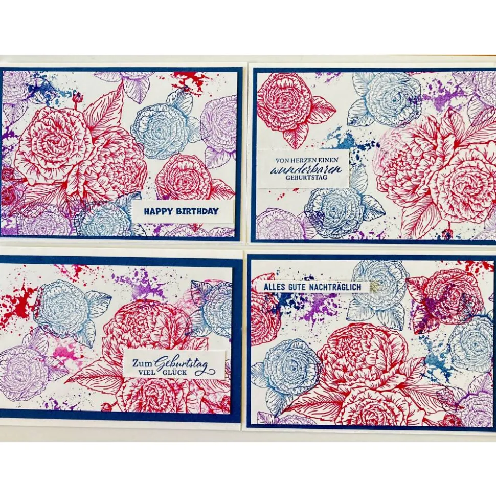 Geburtstagskarte Glückwunschkarte Blumen Handarbeit 3D