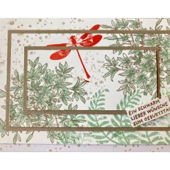 Geburtstagskarte Glückwunschkarte Libelle Blumen Triple Layer Technik Handgefertigt Unikat