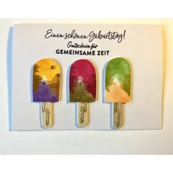 Geburtstagskarte, Gutscheinkarte, Glückwunschkarte, Grußkarte, Gemeinsame Zeit, Freundschaft, Eis essen gehen