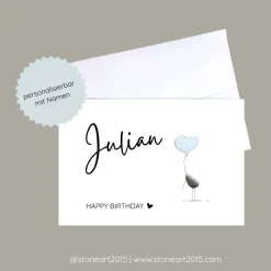 Geburtstagskarte HAPPY BIRTHDAY personalsierbar mit Name ROSA - Mini Steinbild mit Umschlag