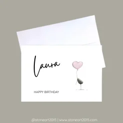 Geburtstagskarte HAPPY BIRTHDAY personalsierbar mit Name ROSA - Mini Steinbild mit Umschlag