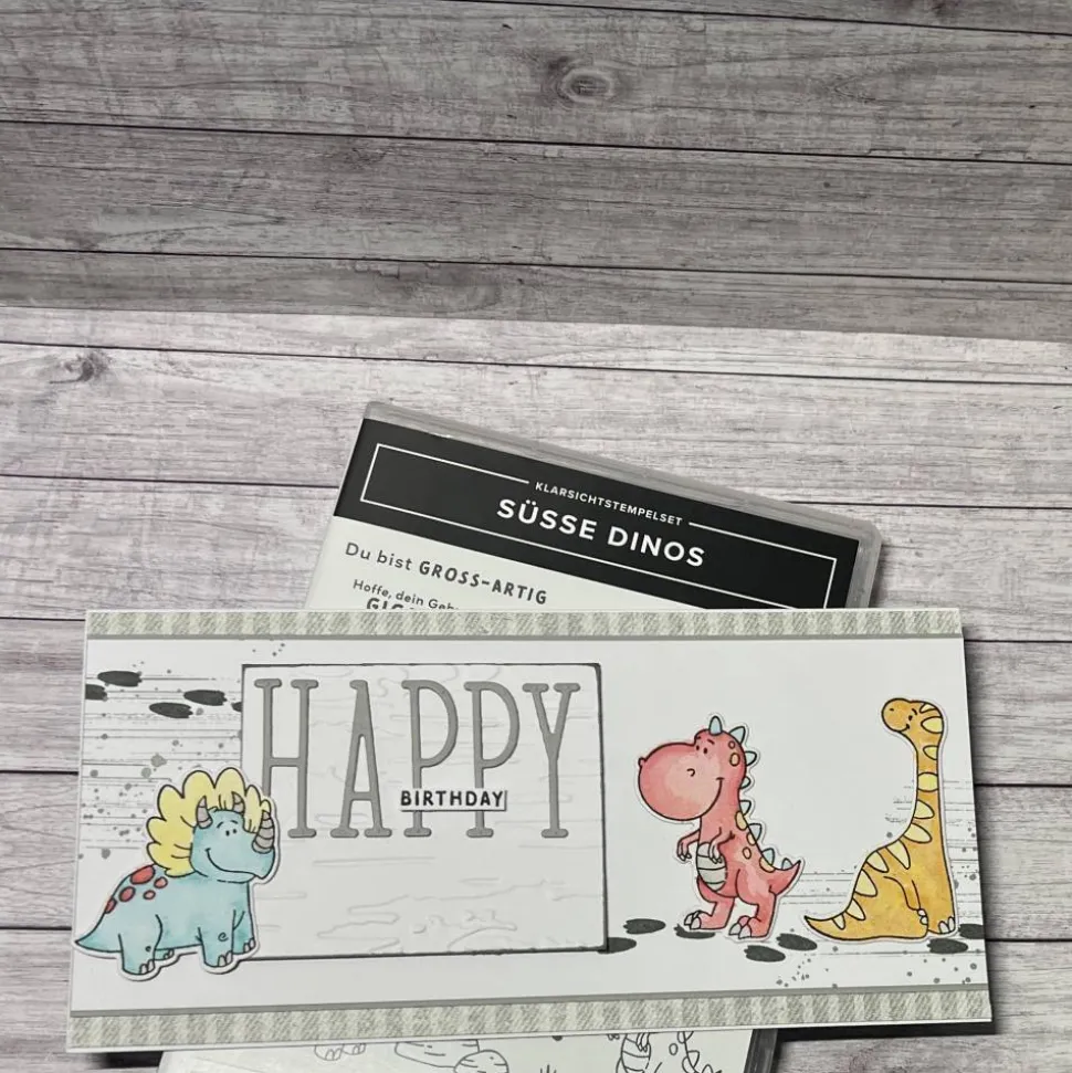Geburtstagskarte „Happy Birthday“ Dinos Glückwunschkarte Grußkarte Kinder Handmade Stampin‘ Up!