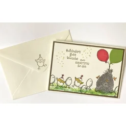 Geburtstagskarte Karte Glückwunschkarte Eier, Huhn Stampinup Handgefertigt UniKart