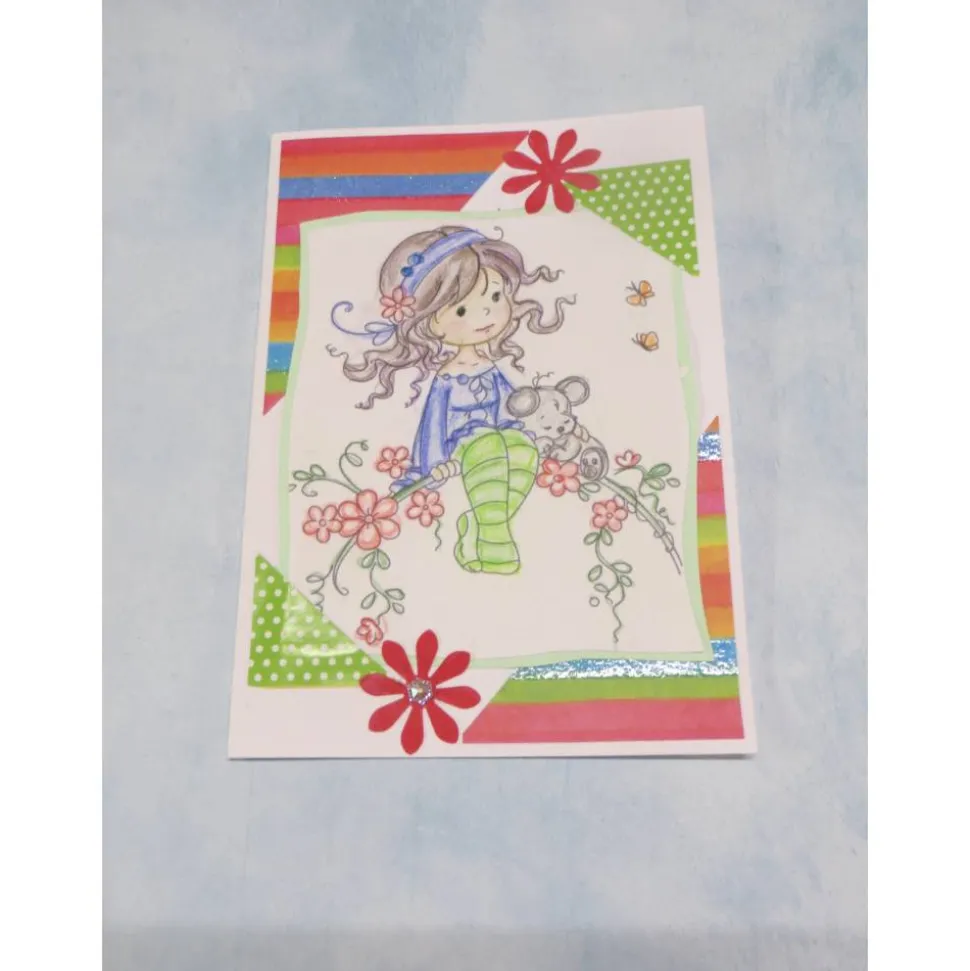 Geburtstagskarte Mädchen mit Fahrrad, Kindergeburtstag, Geschenk für Mädchen