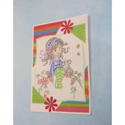 Geburtstagskarte Mädchen mit Fahrrad, Kindergeburtstag, Geschenk für Mädchen