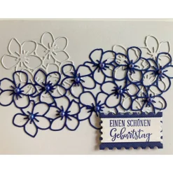 Geburtstagskarte mit Blumen und bunten Perlen