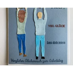 Geburtstagskarte mit Blumen Blau und hellblauen Perlen Handarbeit