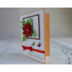 Geburtstagskarte mit großer Blüte und Satinband