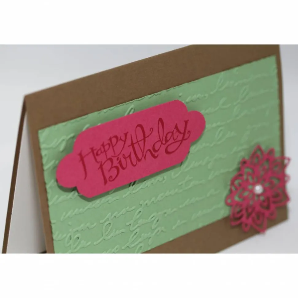 Geburtstagskarte mit Schriftprägung und Blüte