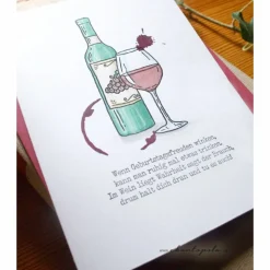 Geburtstagskarte mit Weinspruch – stilvoll & humorvoll | Karte für Weinliebhaber, edel illustriert, A6