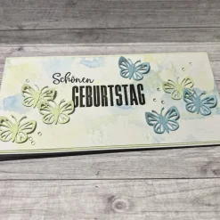 Geburtstagskarte Schmetterlinge Grußkarte Glückwunschkarte blau-grün Handmade Stampin‘ Up!
