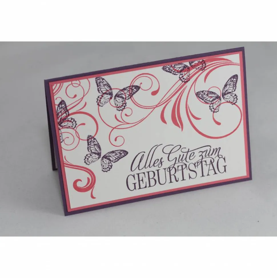 Geburtstagskarte "Schnörkel und Schmetterlinge"