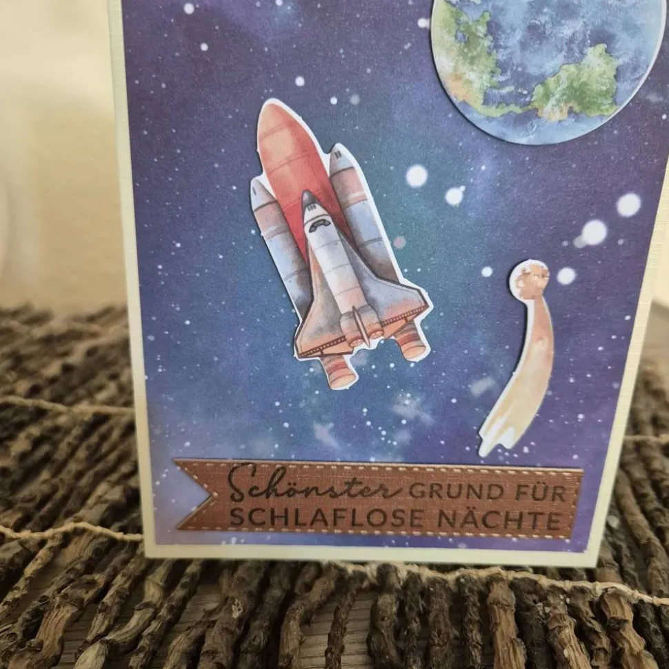 Geburtstagskarte Weltraum / Weltraum-Motiv Karte / Geburtstag / Geburtstagskarte / Weltraum / Sternschnuppe / Erde