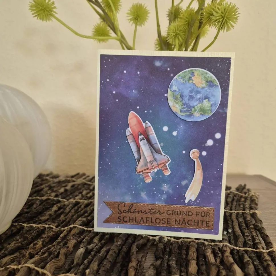Geburtstagskarte Weltraum / Weltraum-Motiv Karte / Geburtstag / Geburtstagskarte / Weltraum / Sternschnuppe / Erde